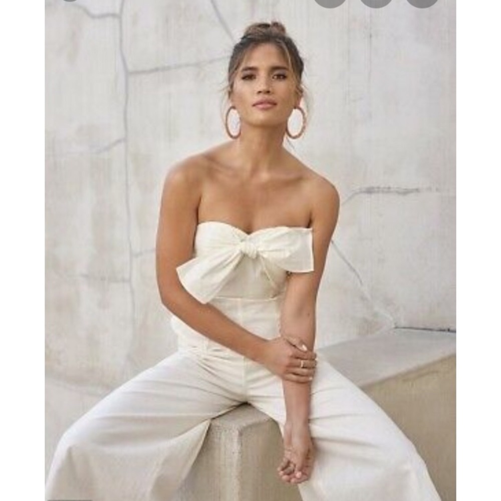 NWOT Rocky Barnes Linen-Blend Tie Bow Jumpsuit 6